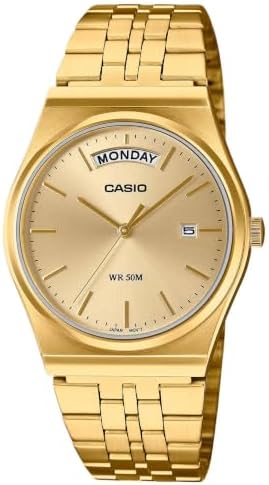 men's aq230ga-9d gold metal quartz dress watch Casio AQ230GA-9D Men's Analog Digital Dual Time Gold Tone Metal Band Watch