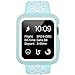 BRG Compatible Apple Watch Case Band, Shock-Proof Shatter-Resistant Protective Case Silicone Sport Replacement iWatch Band Compatible Apple Watch Series 3/2/1 Sport 38mm S/M, Light Blue/White