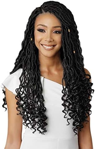 Ryalan 6Pcs/Lot Nu Locs Crochet Braids Hair with Curl Ends Goddess Faux Locs Crochet Hair Mambo Twist Soft Synthetic Braiding Hair Extension (6Pcs 20inch, 1B#)
