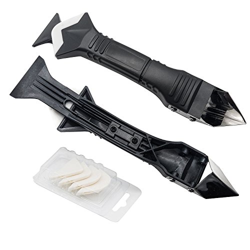 Haoguo 3 in 1 Slilcone Caulking Tools, Sealant Removal Tool with 5 Pieces Tool Kit