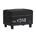 NACH FJ-14-1042B Rectangular Industrial Faux Leather Storage Stool and Ottoman, Black