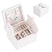 Vlando Akoya Two-Tier Small Jewlery Box, Daily Wearing Jewelries Organizer, Travel Accessories - White