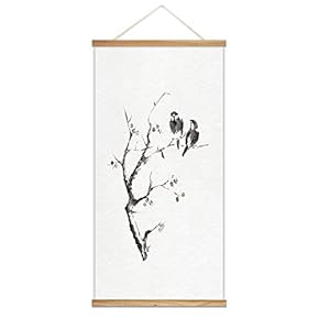Hanging Poster NO Magnetic Wooden Framed, Ink Painting Designs Home Wall Canvas Prints Decoration Ready to Hang - 18"x36"