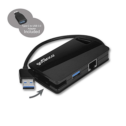 gofanco SuperSpeed 3-Port USB 3.0 Hub and RJ45 Gigabit Ethernet 10/100/1000 Mbps with Type-C USB adapter for Windows and Mac OS