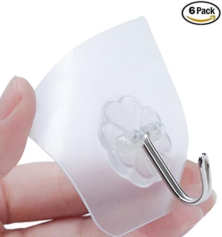 Adhesive Wall Hooks - Clear Transparent PVC Trace-less - Stick on Wall Wood Glass Ceramic Stainless Steel Plastic - Easy to Using and Install Multi-Application Safe High Decorate Versatle