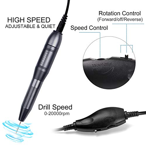 ECBASKET Electric Nail File Nail Electric Drill Nail Dremel Nail File Drill Portable Nail Drill Machine for Acrylic Gel Nails with 150pcs Sanding Bands 11pcs Drill Bits (black)