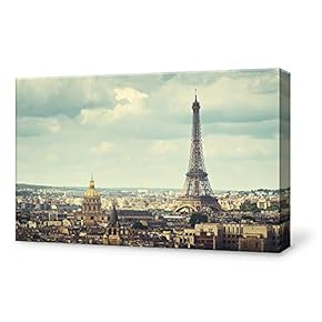 Canvas Wall Art Eiffel Tower Canvas Painting Wall Poster Decor for Living Room Wooden Framed Home Decorations - 12x18 inches