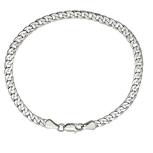 MCS Jewelry 10 Karat White Gold Curb Chain Bracelet with Lobster Clasp 7"-8" (4.3mm) (8)