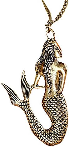 Special Jewelry, Women's Vintage Antique Looking Mermaid Pendant Sweater Chain Necklace