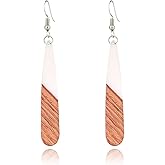 ONLYJUMP Wooden Earrings for Women Lightweight Wood Earring Acrylic Resin Geometric Teardrop Wood Earring Ethnic African Jewelry