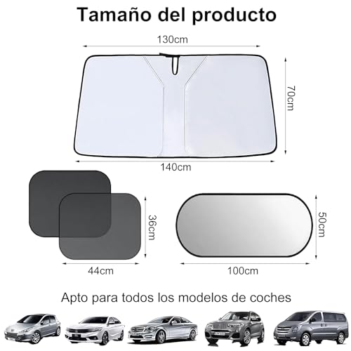 Joschapeau Parasoles de Coche, Parasol para Auto Parabrisas, Parasol Plegable para Coche 6 Piezas - Protector Parabrisas con Bolsa de Almacenamiento, Apto para todoterrenos y la mayoría de turismos