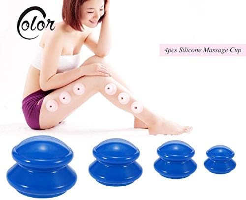 KHUSHWANI ENTERPRISE Moisture Absorber Anti Cellulite Vacuum Cupping Cup Silicone Family Facial Body Massage Therapy Cupping Cup Set of 4 Size