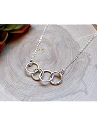 Collar de plata de ley con 4 anillos, diseño de 40 cumpleaños, ideal como regalo