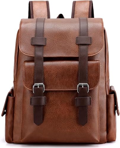 Amazon.com: SMALLBLUER PU Leather Backpack Laptop Knapsack Travel
