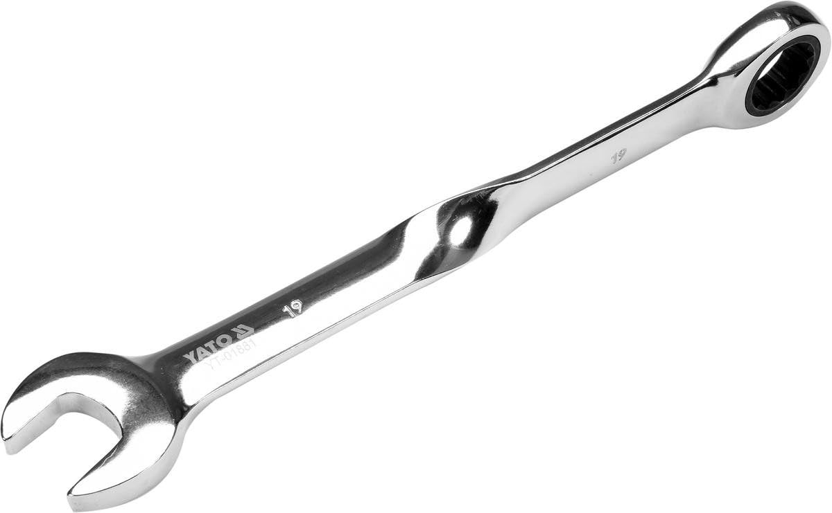 Yato YT-01881 Combination Ratchet Spanner, Twisted Construction, Size 19mm