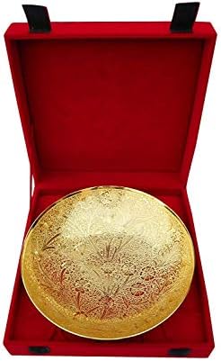DEVKIKALA MANDIR CORPORATION Brass Handicraft 24 Carat Gold Plated Bowl for Home Decor,Golden,9 inches,675gm