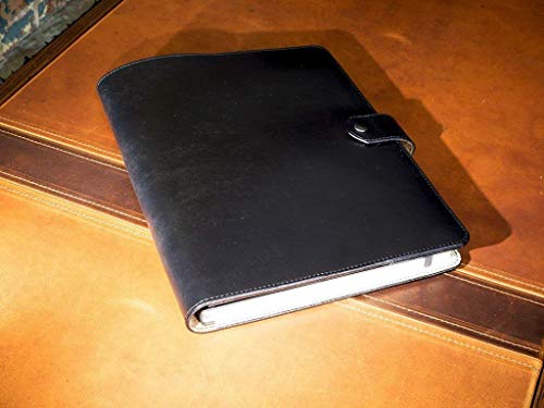 A4 PadFolio with Snap Closure, Black Leather Padfolio with Moleskine A4 Professional Journal 8 1/4x11 3/4 in, Chromexcel Horween Leather, Executive Leather Portfolio, Business Folder with Notepad - Thumbnail 2