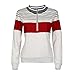 GBSELL Women Sexy Long Sleeve Spell Color Stripes Zipper Tops Shirt Blouse Coat (Beige, L)