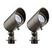 Lumina 4W LED Landscape Lights Cast-Aluminum Waterproof Outdoor Low Voltage Spotlights for Walls Trees Flags Light with Warm White 4W MR16 LED Bulb and ABS Ground Stake Bronze SFL0101-BZLED2 (2PK)