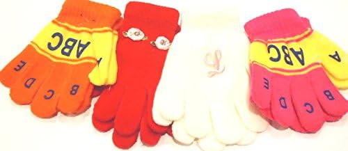 Set of Four Pairs Stretch Magic Gloves for Infants Ages 1-4 Years Monogram