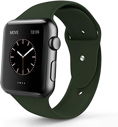 Soft Silicone Sport Band for Apple Watch 42mm 38mm, Apple Watch Wristband Sport Strap Replacement Band for iWatch Series 1 Series 2, Series 3 (Dark Olive, 38mm S/M)