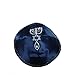 Holy Land Market Kippah with Messianic Sign Embroidered Satin-navy ( Blue with Gold )