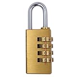Combination Lock, H. Guard 30mm Brass Combination Lock 4 Digit Padlock for Office/ School / Home/Gym/ Luggage (01)