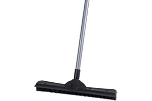 FURemover Compact Pet Hair Remover Rubber Broom with Carpet Rake and Squeegee, Gray and Black