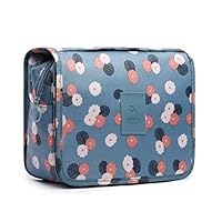 HaloVa Toiletry Bag Multifunction Cosmetic Bag Portable Makeup Pouch Waterproof Travel Hanging Organizer Bag for Women Girls, Blue Flowers