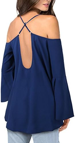 FINMYE Sexy Tops for Women,Boutique Clothing Cut Hollow Out Pullover Loose Fit Shirts Blue XL
