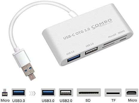 Hub USB 3.0 Card Reader,Asltoy 6-in-1 High Speed USB Hub Micro SD/SD Memory Card Reader TF for PC Laptop Macbook with USB Cable OTG (Micro USB+USB)