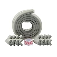 Winthome Baby Safety Protectors & Furniture Edge and Corner Bumpers Thick Anti-Collision Cushion Set 13.2ft Edge and 8 Taped Corner Guards (Gray)