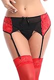 Fairishe Womens Lace Garter Belt Hosiery Thigh High Stockings with Adjustable Suspender Belt