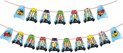 Superhero Happy Bithday Banners Super Heros Cape Themed Party Supplies Decorations for Kids Boys Girls