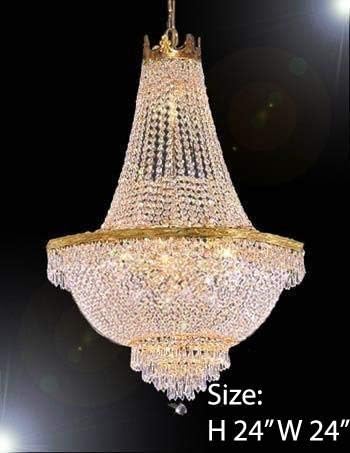 French Empire Crystal Chandelier Lighting - Great for The Dining Room, Foyer, Living Room! H24” X W24”