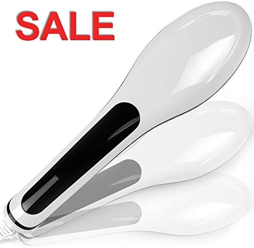 Creative Hair Straightener Hair Brush Instant Straightening Styling Tools Heating Massage Anti Static Ceramic Anti-Scald Comb Detangling Hair Brush (White)