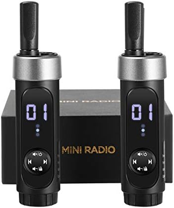 Minidio Walkie Talkies Rechargeable Small Two Way Radios FRS FM 16 Channels Splash Resistant Radio with Earphone (Black)
