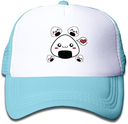 KTKY Kid Adjustable Original Custom Made Snapback Cap Hat Cotton Sweet Cute Onigiri Fitted Hat SkyBlue