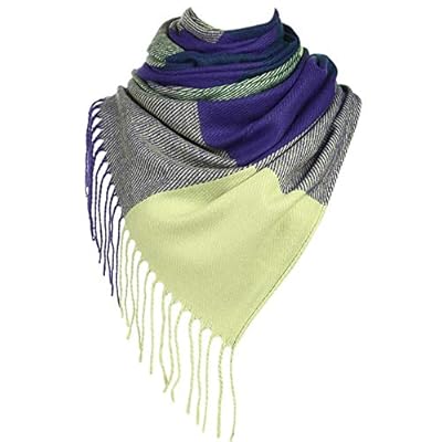 Women's Plaid Blanket Scarf Winter Warm Shawl Soft Wrap Scarves with Tassels