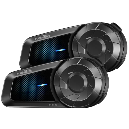 Fodsports FX-S Moto Duo Intercom for 2 Helmets, Bluetooth 5.4 Motorcycle Intercom, IP67 Waterproof Communication System, Universal Pairing, Handsfree Automatic/Manual
