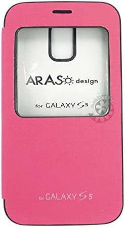ARASO Style Bumper Flip Case for Samsung Galaxy S5 Anti-Shock Magnet Lock Bumper Cover (Pink)