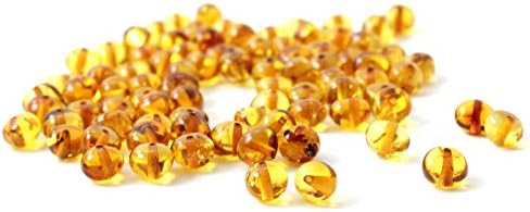 TipTopEco Loose Baltic Amber Beads - 10 Grams - Various Colors - 4-7 mm Size - with Pre-drilled Holes (Polished Honey, Size of Beads is About 4-5 mm)