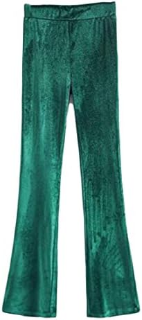 Vska Womens Boho Solid Velvet Hippie Wide Leg Flared Bell Bottom Pant One US S