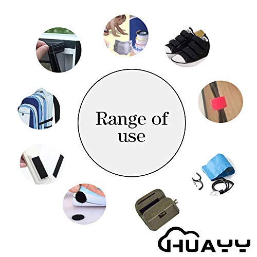 HUAYY 4 Inches Width 2 Yards Length,Sew on Hook and Loop Style,Non-Adhesive Nylon Strips Fabric,Black (4in x 2yd) - Thumbnail 3