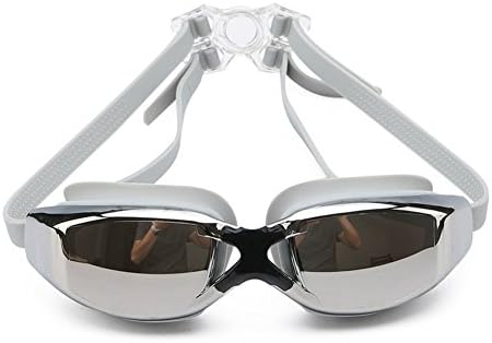 Swim Goggles, Swimming Goggles No Leaking Anti Fog UV Protection Triathlon Swim Goggles with Free Protection Case for Adult Men Women Youth Kids Child (Gray)