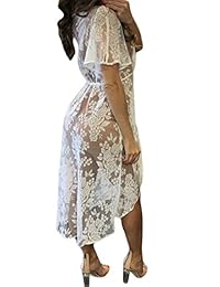 Shawhuwa vestido de playa de verano para dama con encaje floral