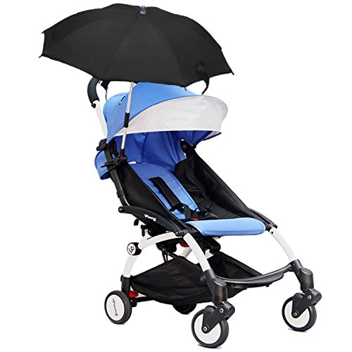 Migavan Adjustable Baby Stroller Pram Sun Shade UV Rain Protection Umbrella Parasol with Holder Clip for Wheelchair Pushchair Accessories Black