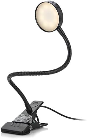 TOMSOO Adjustable LED Sunlight lamp, Clip-On Reading Lamp Natural Light, Portable Book Light With Soft Padded Clamp, Student Lights Outdoor Light, Table Lamp For Desk, Bedside, Piano Rack (Black)