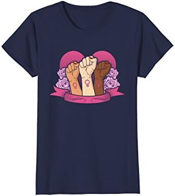 Womens Powerful Women Feminist T Shirt Small Navy