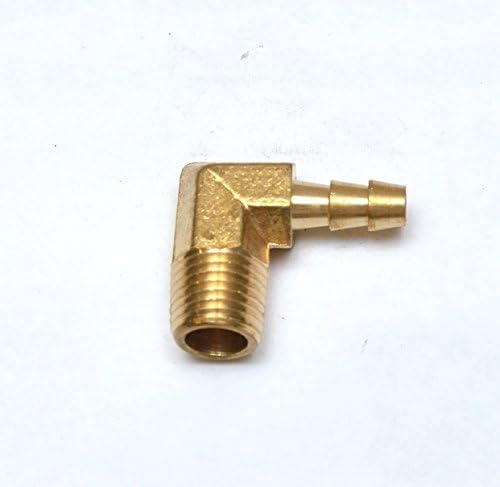 FasParts 1/4" Hose ID/Hose Barb to 1/4" Male NPT MIP MPT 90 Degree L Right Angle Elbow Brass Fitting Fuel/Air/Water/Boat/Gas/Oil WOG